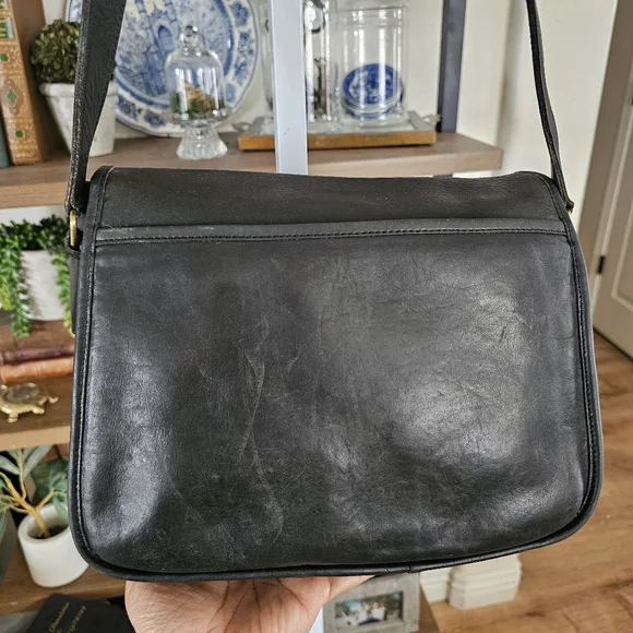 Rare! 80s Coach United States Stamp Ranch Stewardess Saddle Bag Black 0588-130 - Picture 8 of 16